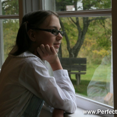 School girls, Memory Lane Heritage Village, Museum in Lake Charlotte, Nova Scotia, Canada