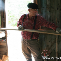 Steaming oak planks for boat building, Memory Lane Heritage Village, Museum in Lake Charlotte, Nova Scotia, Canada