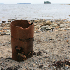 Beach bore hole, Oak Island, Western Shore, Lunenburg County, Nova Scotia, Canada, North America; Explore Oak Island Days 2008, Tourism Society, Pirate Treasure Dig