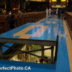 Hidden elevator platform in floor, Notre Dame Basilica / Cathedral, Old Montreal area, Montreal, Quebac, Canada