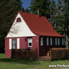 Curved roof, cottage, Fundy National Park 2010, New Brunswick, Canada