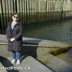 Muir Hotel Courtyard, and ocean stairway, Spring Equinox, Waterfront, Halifax, Nova Scotia, Canada