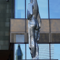 Muir Hotel Courtyard, and ocean stairway, Spring Equinox, Waterfront, Halifax, Nova Scotia, Canada