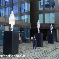 Muir Hotel Courtyard, and ocean stairway, Spring Equinox, Waterfront, Halifax, Nova Scotia, Canada