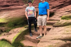 Stairs carved into sandstone, Burntcoat lighthouse, Cobequid Bay, East Hants, Nova Scotia, Canada