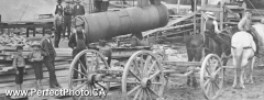 Steam powered Lumber Mill, Noel Lake, 1908; Horse drawn lumber truck, Photo at Selma Museum, East Hants County, Nova Scotia