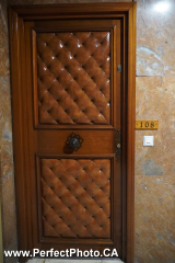 Leather buttoned entry doors, with hardware, torremolinos, Malaga, Spain; vintage,