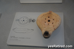 Olive oil lamp, Finca del Secretaría - Interpretation Centre of the Roman Baths, Los Boliches, Fuengirola, Spain 2024