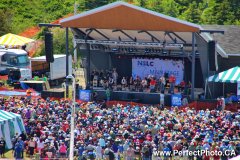 Large audience view from the hill, Singing Stan, Sunday, Stanfest 2011, Canso, Nova Scotia, North America; Folk music festival
