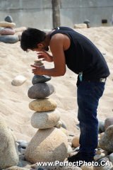 Stone stacking, Malecon, Puerto Vallarta, Jalisco, Mexico, spring 2020