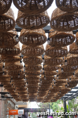 street baskets overhead, Romantic Zone, Puerto Vallarta, Jalisco, Mexico