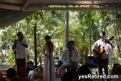 Tajin band music, Babel restaurant, Puerto Vallarta, Jalisco, Mexico; Harp, pan flute, cow bones, violin, box drum