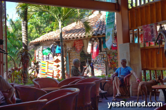 Open air restaurant bar, Puerto Vallarta, Jalisco, Mexico, Dog