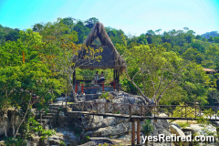 Waterfall, Restaurante Chicos Paradise, Rural jungle, Puerto Vallarta, Jalisco, Mexico, palapa