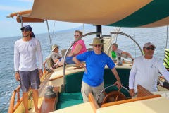 Rob at the helm, Day sailing, Ada Sailing, Brewer 78 Ketch, Puerto Vallarta, Jalisco, MexicoPuerto Vallarta, Jalisco, Mexico