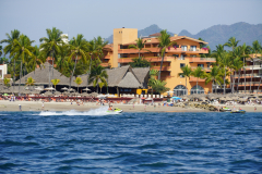 Shoreline from sea, Day sailing, Ada Sailing, Brewer 78 Ketch, Puerto Vallarta, Jalisco, MexicoPuerto Vallarta, Jalisco, Mexico