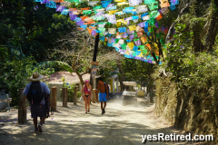 Overhead banner flags, Sayulita, Puerto Vallarta, Jalisco, Mexico