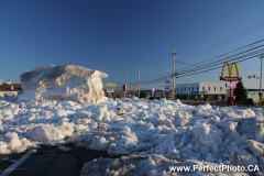 Iberg, pile of snow in parking lot, Amherst, Nova Scotia, Canada, North America